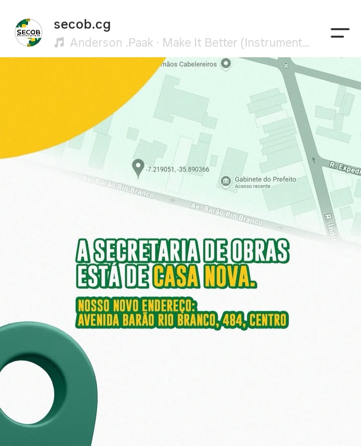 Secretaria de Obras -Novo Endereço